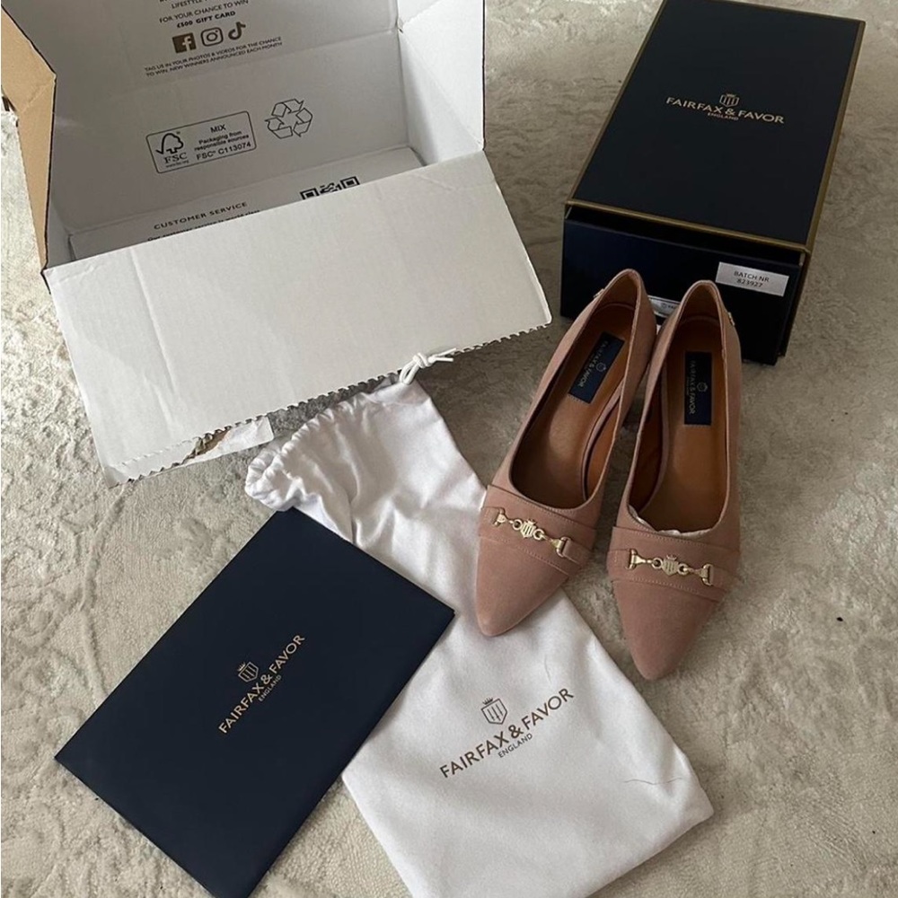 Fairfax and favor equestrian style horse bit block heel pumps